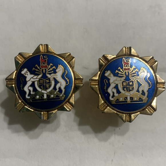 Vintage 1950’s Royal Crest Lion White Horse enamel Cosmic Wedding Cufflinks - Picture 1 of 7